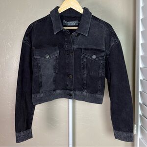 Nocturne Black Cropped Denim Jacket XS/S NWT 100% Cotton Boxy Trucker